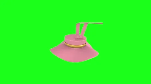Unique pink hat with straw on green background 스톡 동영상 296016021
