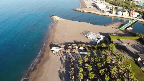 Unique place in Belek with sand braid, river and sea Stockbeeldmateriaal 172357297
