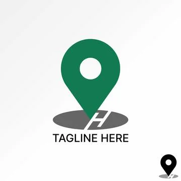 Unique place symbol with letter initial H font monogram typography brand Stock Illustration