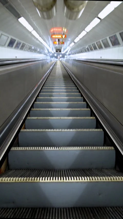 Unique point-of-view ride on the escalator at Kossuth Lajos Square, Budapest Stock Footage 299731034