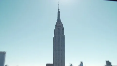 Unique POV view from office window south Zoom in on Empire State Building, Kips Stock Footage 83550818