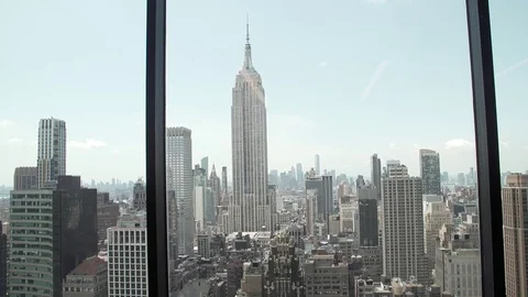Unique POV view from office window south Empire State Building, Midtown, Lower Stock Footage 83550825