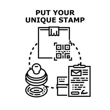 Unique professional identification stamping creative concept Illustrazione stock