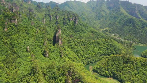 Unique quartzite pillars and peaks in zhangjiajie national forest park Video stock 218749009