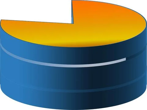 A unique rear perspective of a 3D pie chart rendered with layered segments .. Stock Illustration