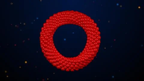 Unique Red Abstract Balls Ring 3D Rendering With Glitter Sparkle Dust Background イラスト素材