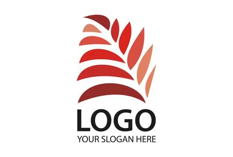 Unique Red Abstract Simple Leaf Logo Icon Design	 Illustrazione stock