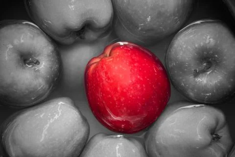 Unique red apple difference color choice selective fruit concept Foto stock