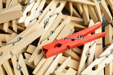 Unique Red Clothespin Stock Photos