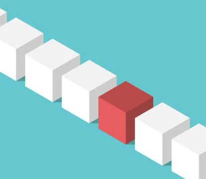 Unique red isometric cube Stock Illustration