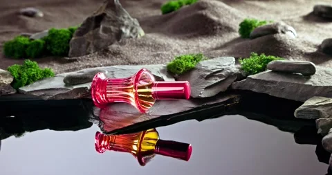 Unique red perfume with the scent of ozone and desert. Stock-Footage 334002199