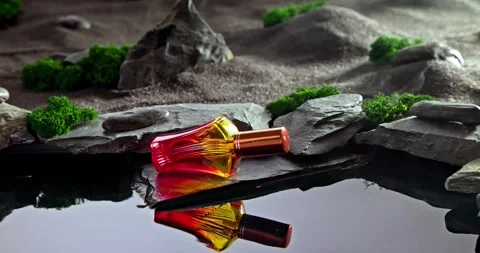 Unique red perfume with the scent of ozone and desert. Stock-Footage 335108805
