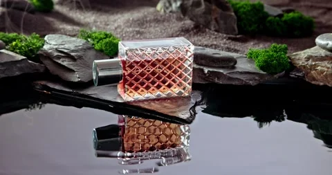Unique red perfume with the scent of ozone and desert. Stock-Footage 336021744