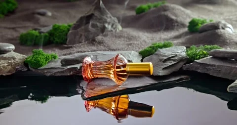 Unique red perfume with the scent of ozone and desert. Stock-Footage 336494429