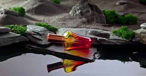 Unique red perfume with the scent of ozone and desert. Stock-Footage 337072869