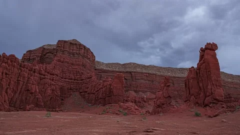 Unique red sandstone cliffs in northern Arizona desert - 4k Stock Footage 202198930