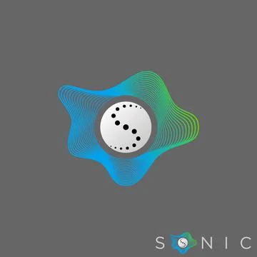 Unique reflection lines attractive sound audio wave circle letter S font Illustrazione stock