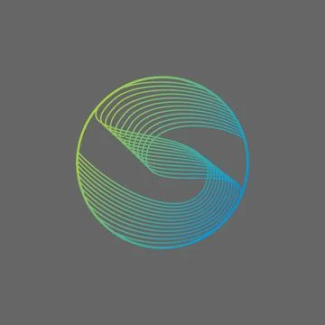 Unique reflection lines attractive sound audio wave circle letter S font Illustrazione stock