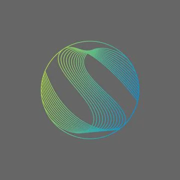 Unique reflection lines attractive sound audio wave circle letter S font Illustrazione stock