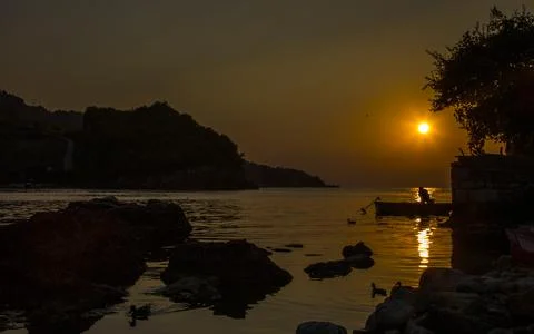 Unique reflection of the sunset Stock Photos