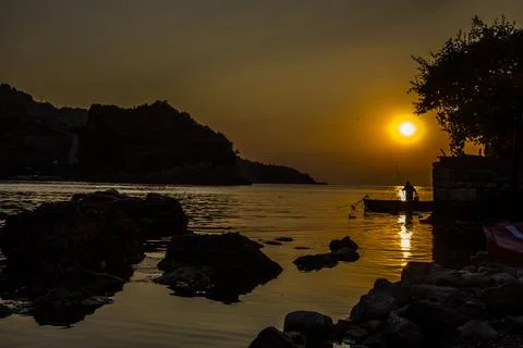 Unique reflection of the sunset Stock Photos