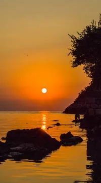 Unique reflection of the sunset Stock Photos