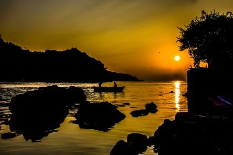 Unique reflection of the sunset Stock Photos