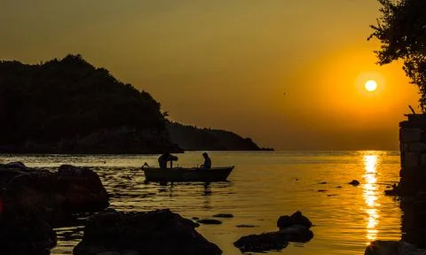 Unique reflection of the sunset Stock Photos