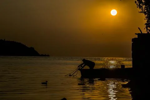 Unique reflection of the sunset Foto stock