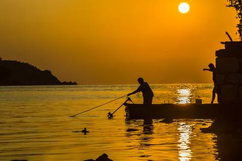 Unique reflection of the sunset Stock Photos