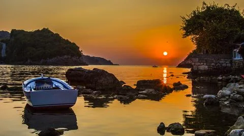 Unique reflection of the sunset Stock Photos