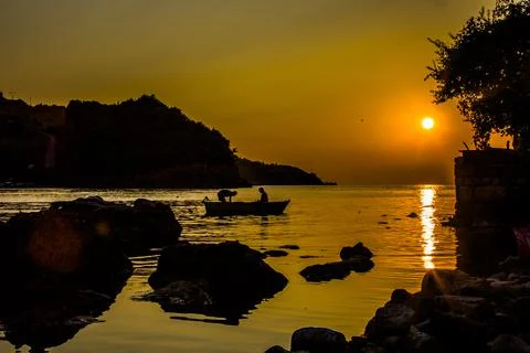 Unique reflection of the sunset Stock Photos