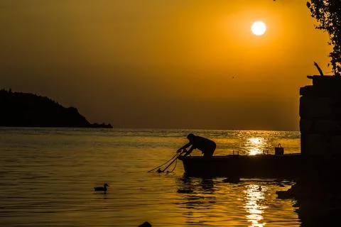 Unique reflection of the sunset Stock Photos