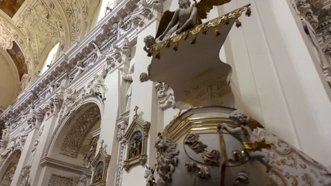 Unique reliefs interior of Peter and Paul Cathedral in Vilnius steadicam Видео 106490655