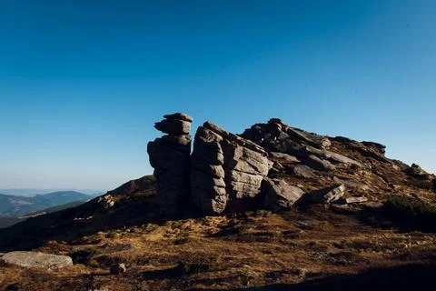 Unique Rock Formations in Mountain Landscape Stock Photos