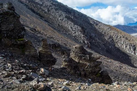 Unique Rock Formations in Rugged Mountain Landscape Stock Photos