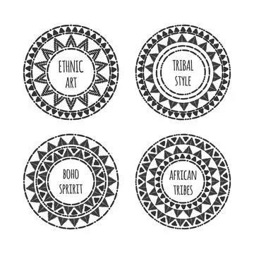 Unique round shape logo template set vector Stock Illustration