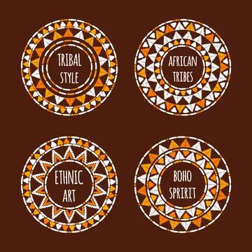 Unique round tribal logo template collection vector Stock Illustration
