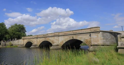 The unique sandstone Ross Bridge, completed in 1836, Ross, Tasmania, Australia Stock Footage 160637008