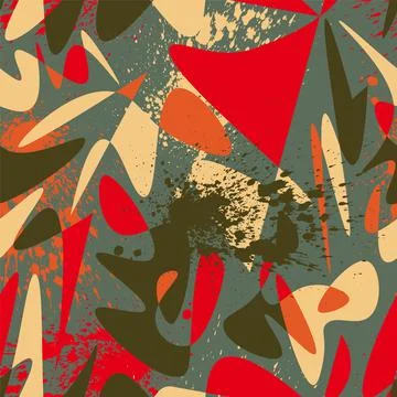 Unique seamless abstract pattern with chaotic vector shapes and grunge spots Stock Illustration