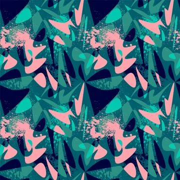 Unique seamless abstract pattern with chaotic vector shapes and grunge spots Stock Illustration