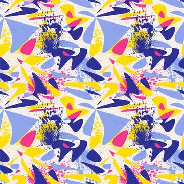 Unique seamless abstract pattern with chaotic vector shapes and grunge spots Stock Illustration