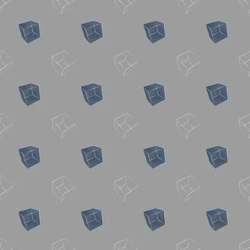 Unique seamless pattern design featuring geometric cubes on a soft gray bac.. Stock Illustration