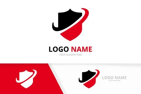 Unique shield logotype design template. Security company logo. Stock Illustration