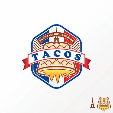 Unique but simple delicious tacos bread and Eiffel tower image graphic Illustrazione stock
