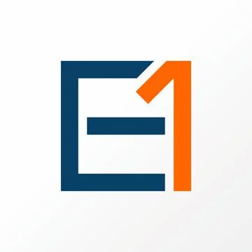 Unique but simple letter or word E1 sans serif font on square shape graphic Stock Illustration