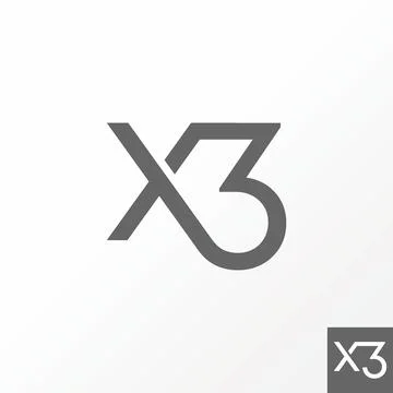 Unique but simple letter or word X3 cut connect sans serif font graphic Stock Illustration