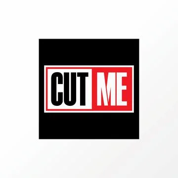 Unique but simple letter or writing CUT ME sans serif font on square block Stock Illustration