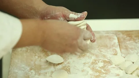 Unique skill of quickly rolling dumpling skin (2) Stock Footage 202259351