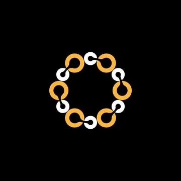 Unique small and big circle line tech sign on around image graphic Stockillustratie